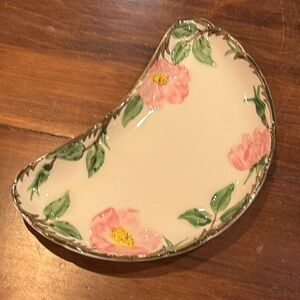 VINTAGE Franciscan Desert Rose Crescent Accent Dish Pink Floral Plate Salad USA